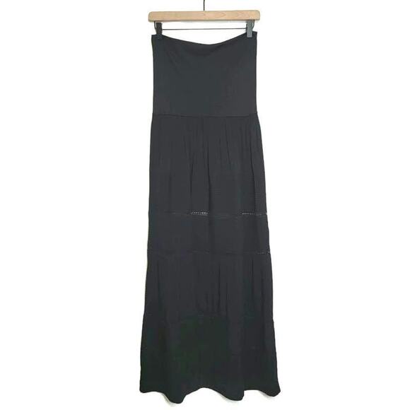 Theory Strapless Sleeveless Tiered Eyelet Black Long Maxi Dress Size S - Picture 1 of 14
